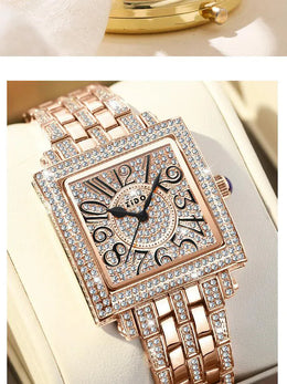 KissICON Rose gold KissIcon UTHAI Women Square Watch - Waterproof Diamond
