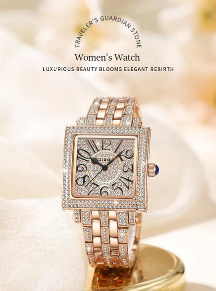 KissICON Rose gold KissIcon UTHAI Women Square Watch - Waterproof Diamond