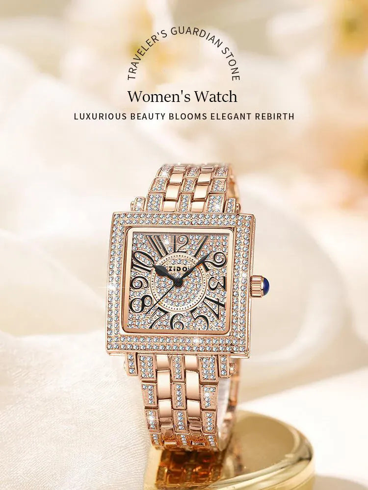 KissICON Rose gold KissIcon UTHAI Women Square Watch - Waterproof Diamond