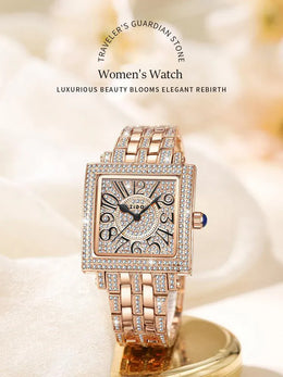 KissICON Rose gold KissIcon UTHAI Women Square Watch - Waterproof Diamond