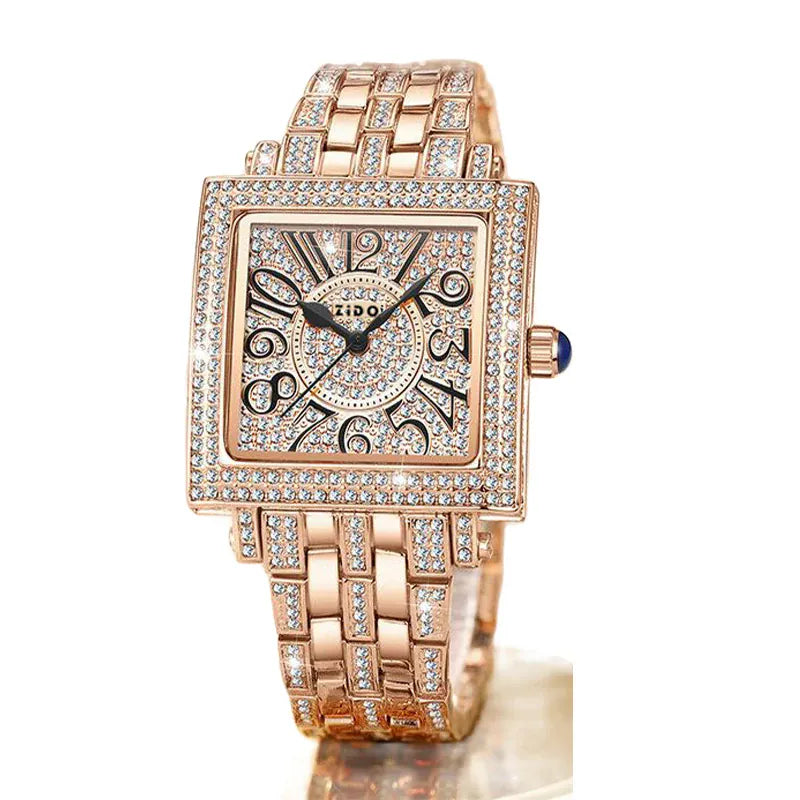 KissICON Rose gold KissIcon UTHAI Women Square Watch - Waterproof Diamond
