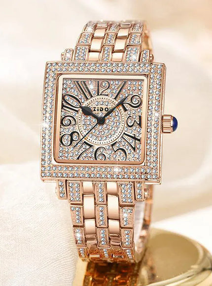KissICON Rose gold KissIcon UTHAI Women Square Watch - Waterproof Diamond