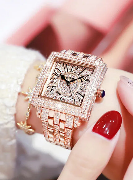 KissICON Rose gold KissIcon UTHAI Women Square Watch - Waterproof Diamond