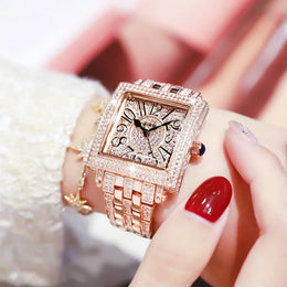 KissICON Rose gold KissIcon UTHAI Women Square Watch - Waterproof Diamond