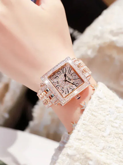 KissICON Rose gold KissIcon UTHAI Women Square Watch - Waterproof Diamond