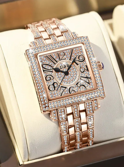 KissICON Rose gold KissIcon UTHAI Women Square Watch - Waterproof Diamond