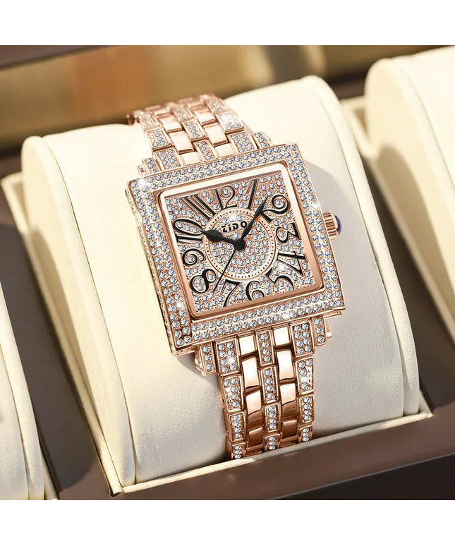 KissICON Rose gold KissIcon UTHAI Women Square Watch - Waterproof Diamond