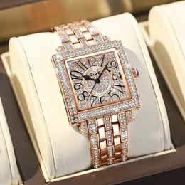KissICON Rose gold KissIcon UTHAI Women Square Watch - Waterproof Diamond