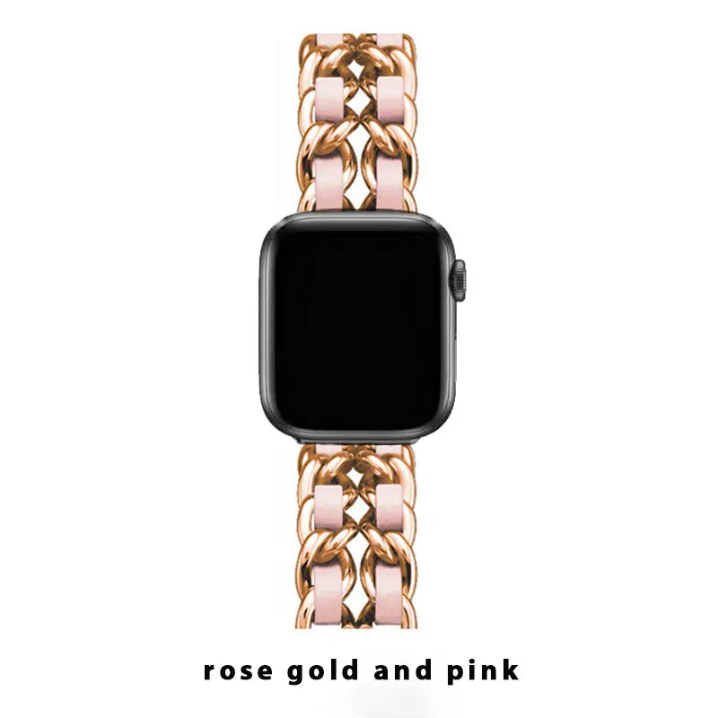 KissICON Rose Gold Pink / 38mm 40mm 41mm Women Metal Strap for Apple Watch Band 10 9 8 Ultra 46mm 42mm 49mm 7 SE 6 5 41mm 45mm 44/40mm Lady Gold Steel Bracelet Wristband
