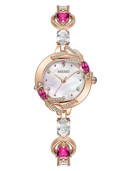 KissICON Rose Gold Red KissIcon UTHAI W42 Women Watch Waterproof Diamond -