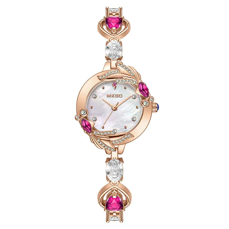 KissICON Rose Gold Red KissIcon UTHAI W42 Women Watch Waterproof Diamond -