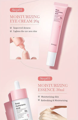 KissICON Rose Hyaluronic Acid Gift Box Six-piece Set KissIcon BioAqua Rose HA GiftSet - Hydration Firming