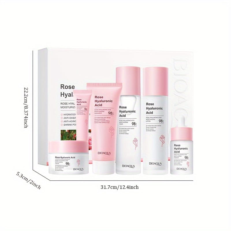 KissICON Rose Hyaluronic Acid Gift Box Six-piece Set KissIcon BioAqua Rose HA GiftSet - Hydration Firming