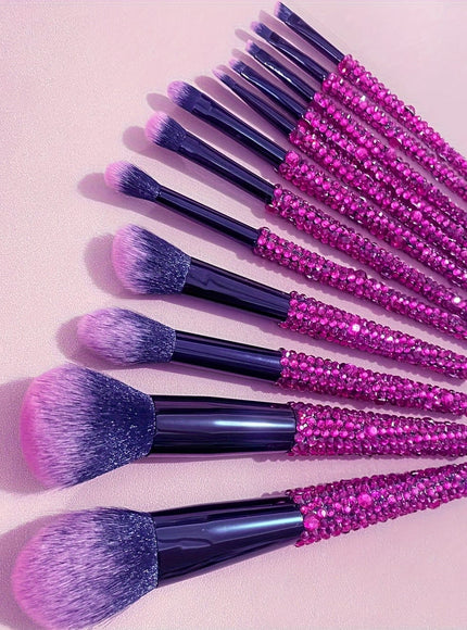 KissICON Rose Red Color 12piece Crystal Bling Makeup Brush Set – Glam Gifts