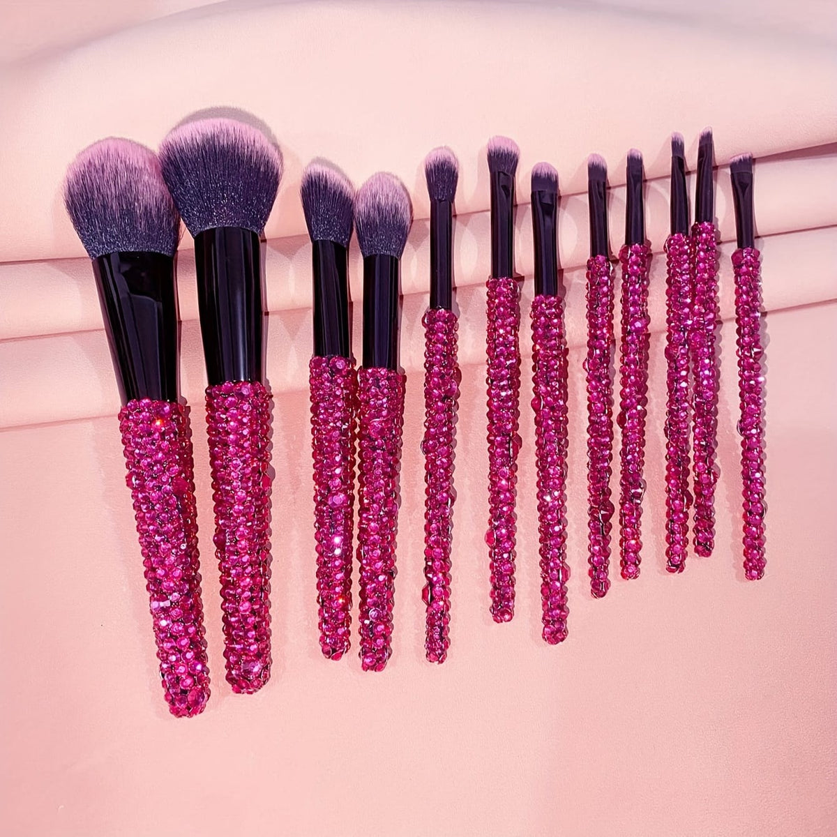 KissICON Rose Red Color 12piece Crystal Bling Makeup Brush Set – Glam Gifts