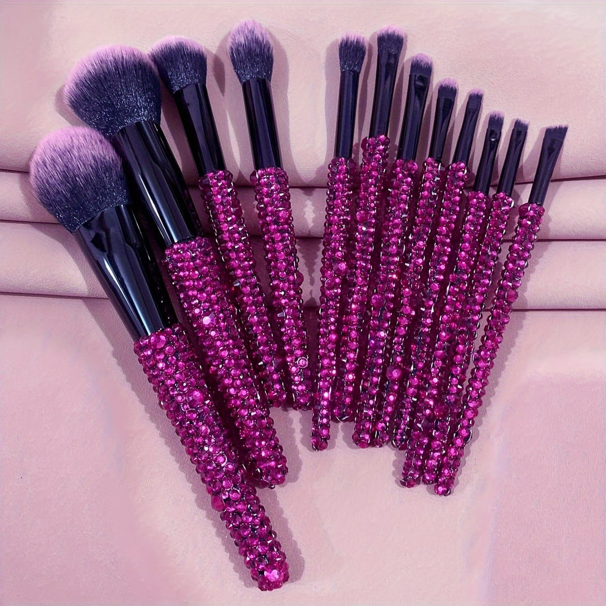 KissICON Rose Red Color 12piece Crystal Bling Makeup Brush Set – Glam Gifts