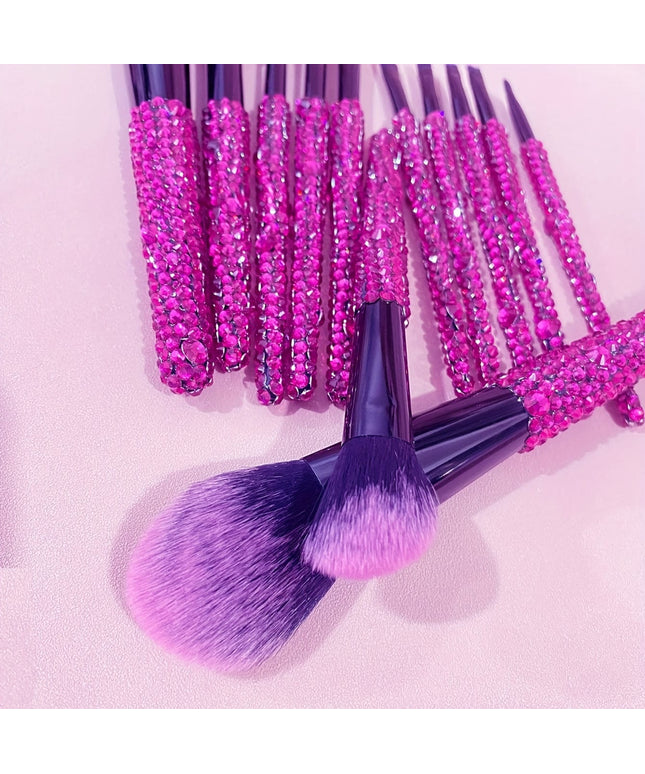 KissICON Rose Red Color 12piece Crystal Bling Makeup Brush Set – Glam Gifts