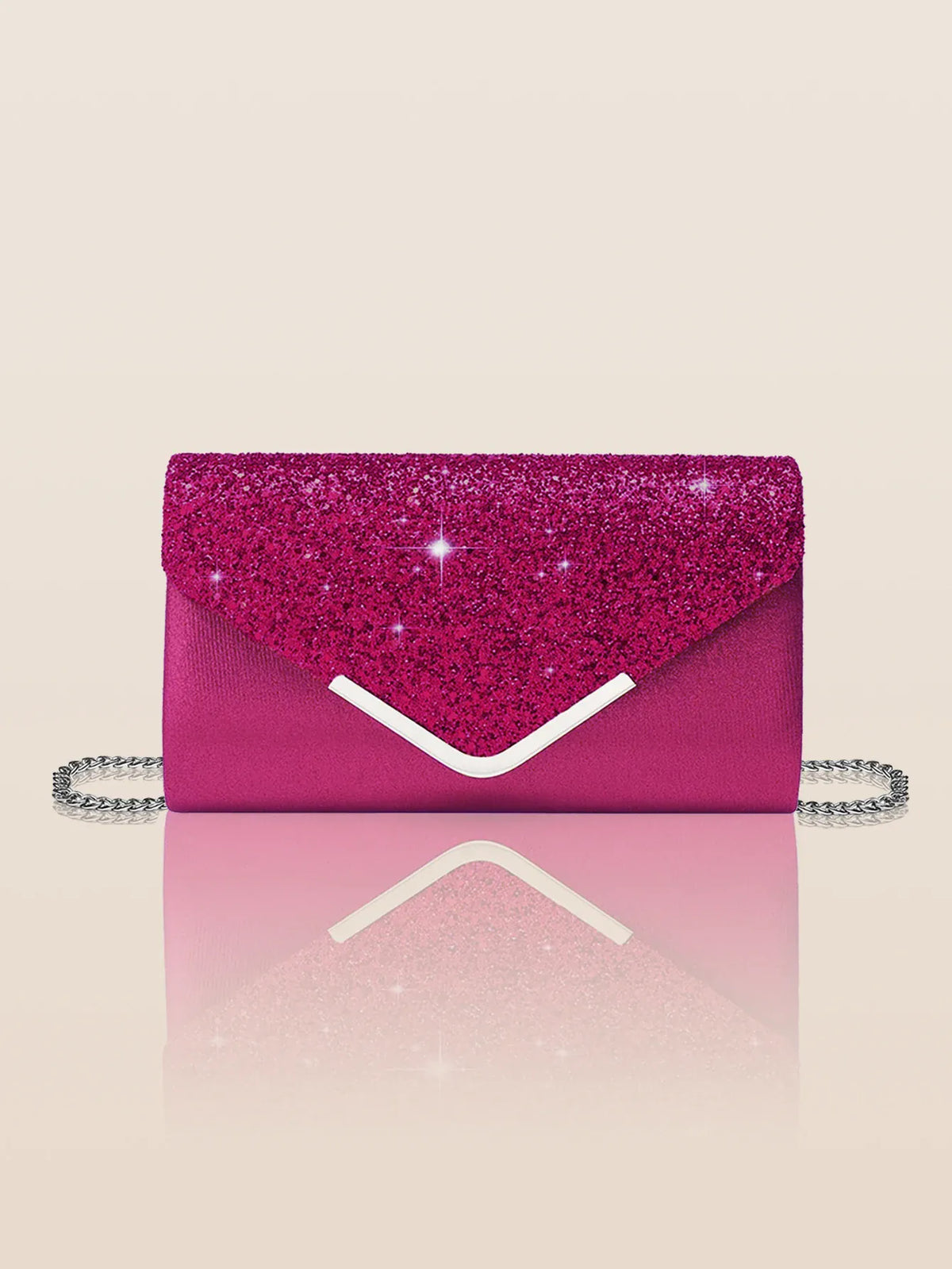 Dropshipman Rose Red Glitter Bling Envelope Clutch Bag – Shiny Party & Wedding Dinner Handbag