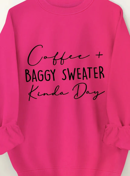 jkthpu-45 Rose Red / UK 16 Plus Size Women's Cozy Letter Print Pullover Sweatshirt