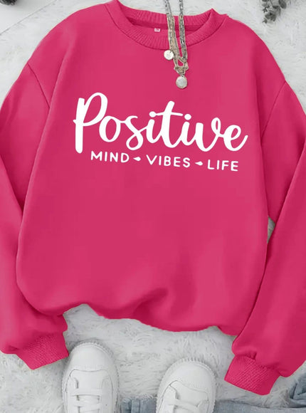 jkthpu-45 Rose Red / UK 16 Plus Size, Women's Oversized Red Hoodie with Positive