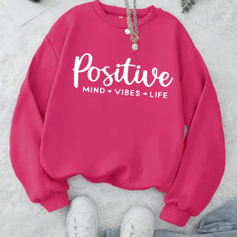 jkthpu-45 Rose Red / UK 16 Plus Size, Women's Oversized Red Hoodie with Positive