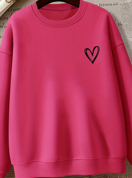 jkthpu-45 Rose Red / UK 16 Women'S Gray Crew Neck Sweatshirt with Heart Design