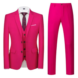 KissICON Rose Red / XL 2026 Purple Slim Fit ThreePiece Mens Suit Set