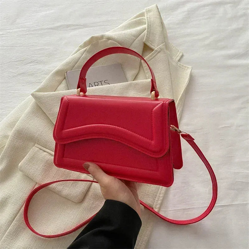 Dropshipman RoseRed High Quality PU Leather Handbag Purse Women's Bag Solid Color Shoulder Crossbody Bags Lady Messenger Small Tote for Women Girls