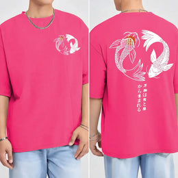 KissICON RoseRed / L Harajuku Koi Cotton Tee Summer Style for Men