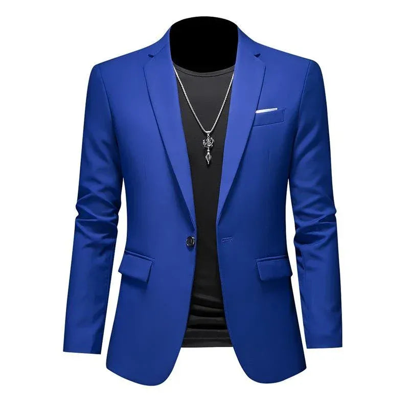 KissICON Royal blue / Asian 6XL (US 3XL) Luxury Mens Blazer Solid Color Casual Business Wedding