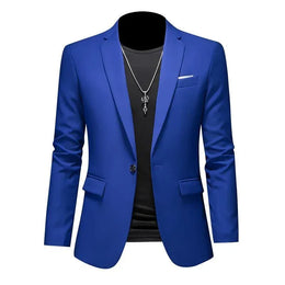 KissICON Royal blue / Asian XL (US S) Luxury Mens Blazer Solid Color Casual Business Wedding