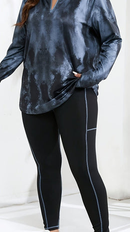 jkthpu-45 Royal Blue+black / UK 16 Curvy Comfort Plus Size TieDye Zip Hoodie  Loungewear Set