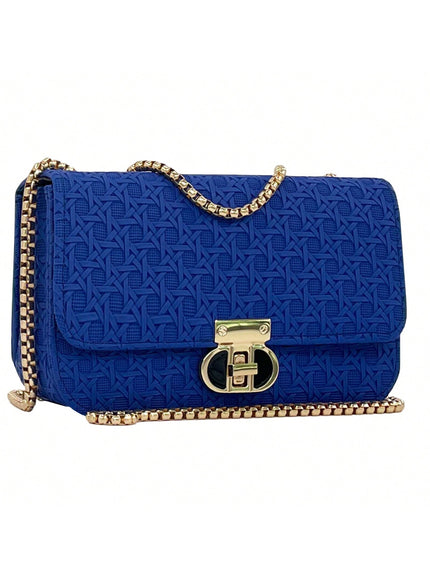 KissICON Royal Blue Fashionable Lightweight Mini Golden Chain Shoulder Clutch