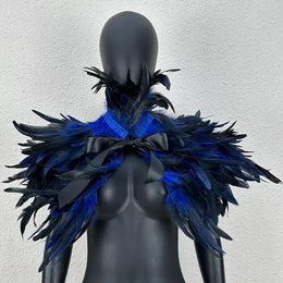 KissICON Royal Blue Halloween Makeup Ball Feather Party Costume Cloak Fake Collar Role Play