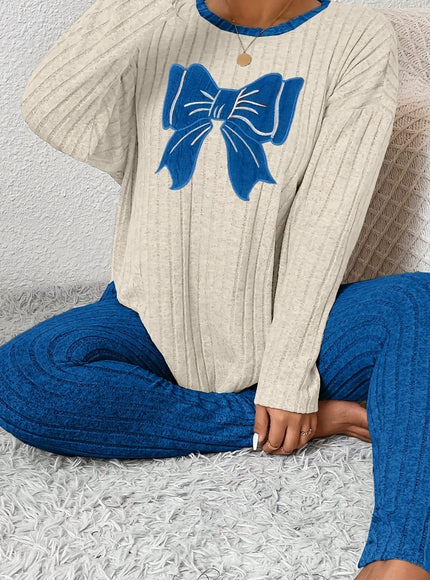 jkthpu-45 Royal Blue / UK 18 Plus Size Women'S Bow Embroidered Loose Top Slim