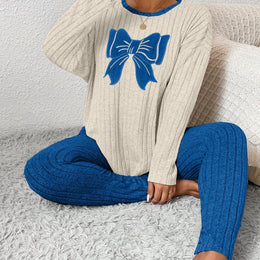 jkthpu-45 Royal Blue / UK 18 Plus Size Women'S Bow Embroidered Loose Top Slim