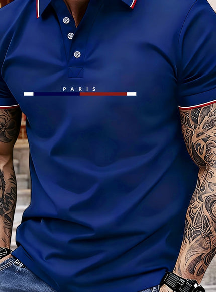 KissICON Royal Blue / UK 36 Paris Letters Classic Unisex Polo Summer Casual  Sporty