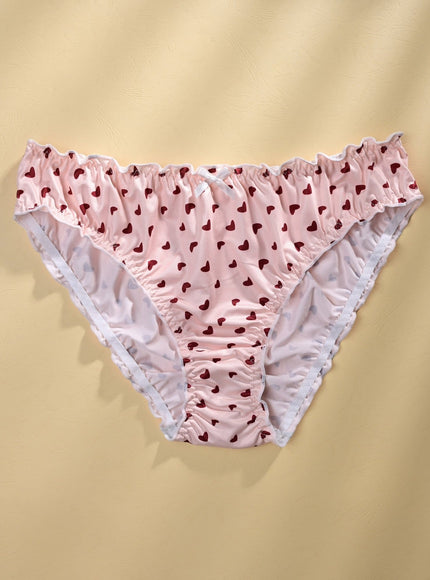 KissICON Ruffled Heart Lightweight Dot Panties 6pack