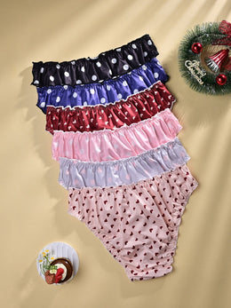 KissICON Ruffled Heart Lightweight Dot Panties 6pack