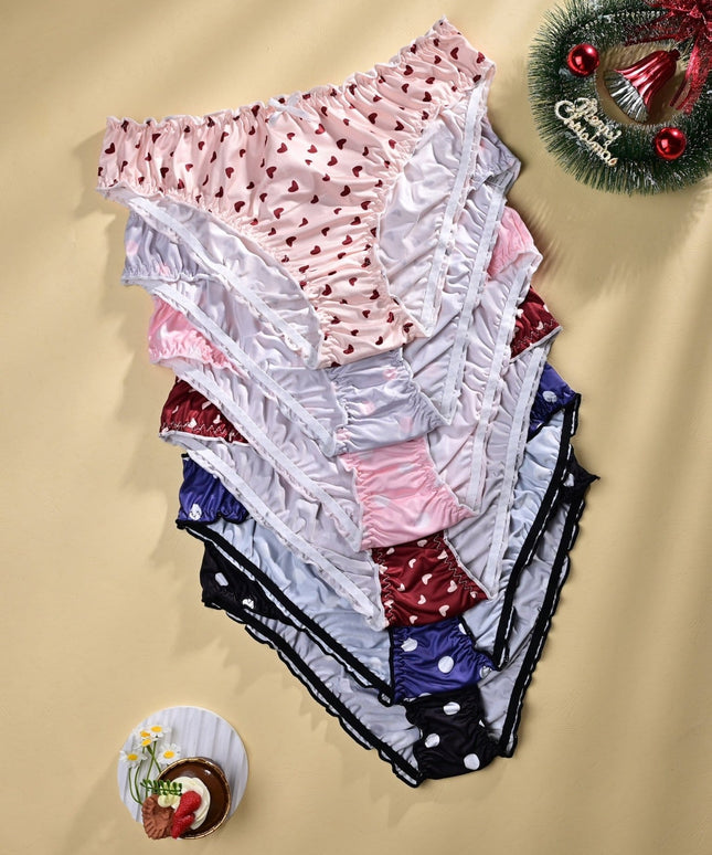 KissICON Ruffled Heart Lightweight Dot Panties 6pack
