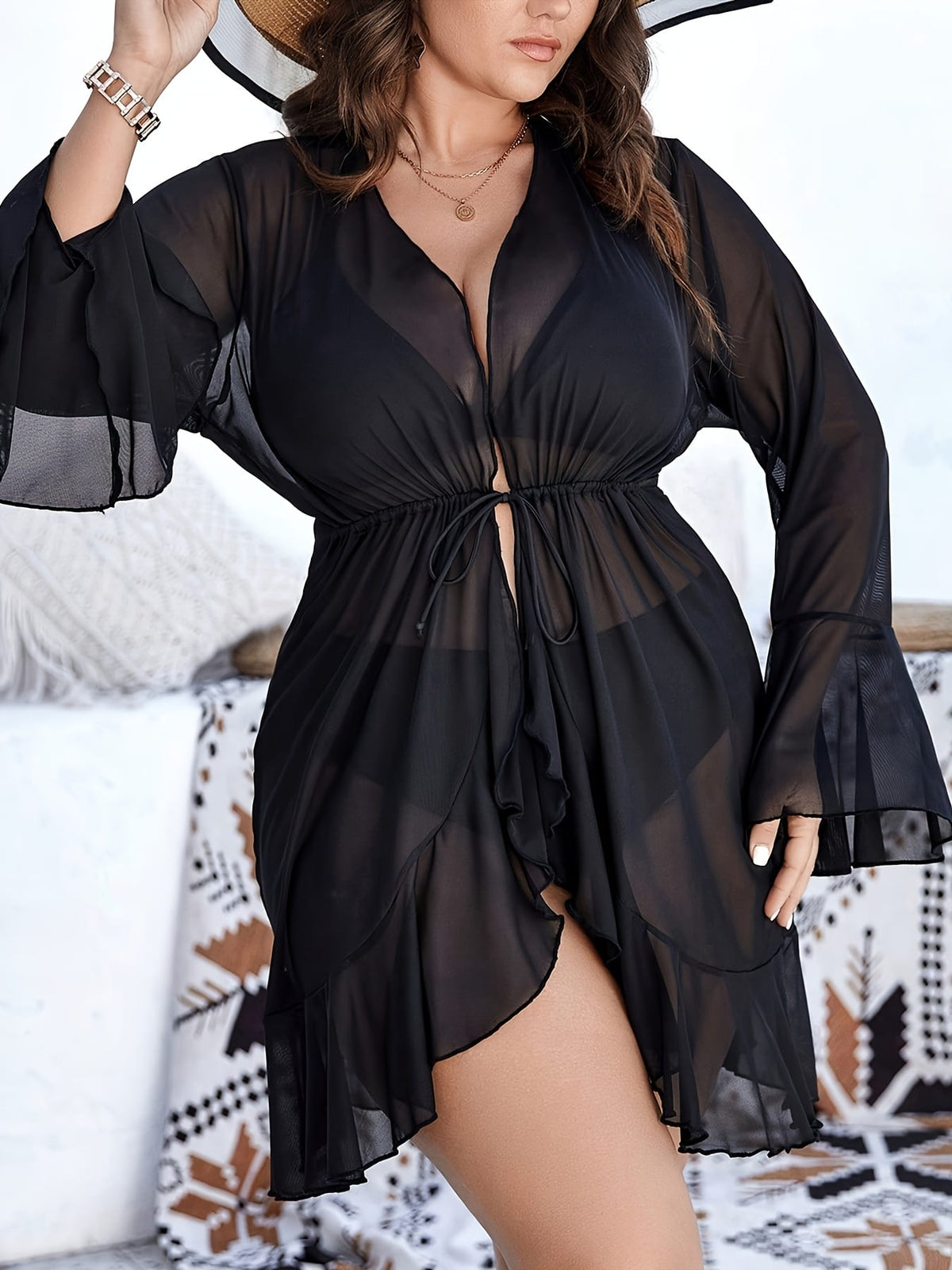 KissICON Ruffled Mesh Coverup – Chic Curve
