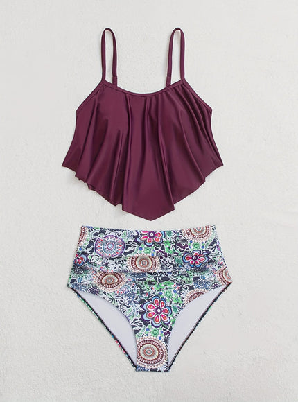 KissICON Ruffled Tummycovering Solid Bikini – Vacation Ready