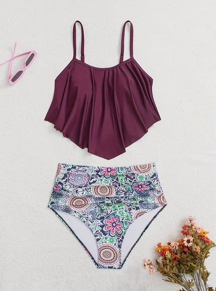 KissICON Ruffled Tummycovering Solid Bikini – Vacation Ready