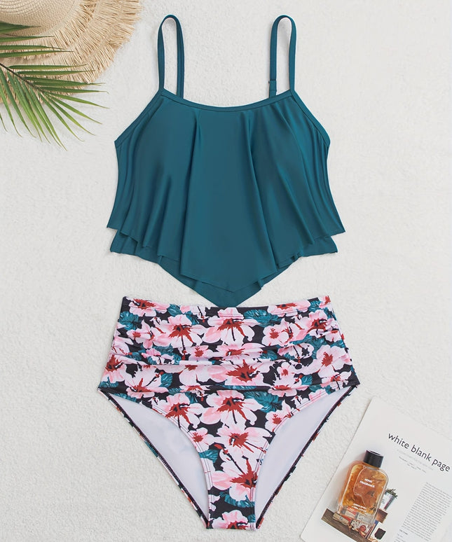 KissICON Ruffled Tummycovering Solid Bikini – Vacation Ready