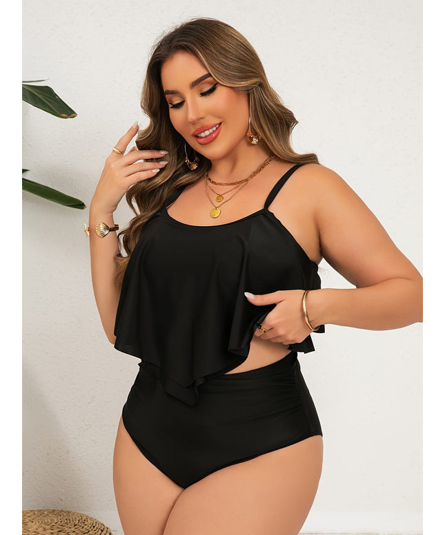 KissICON Ruffled Tummycovering Solid Bikini – Vacation Ready