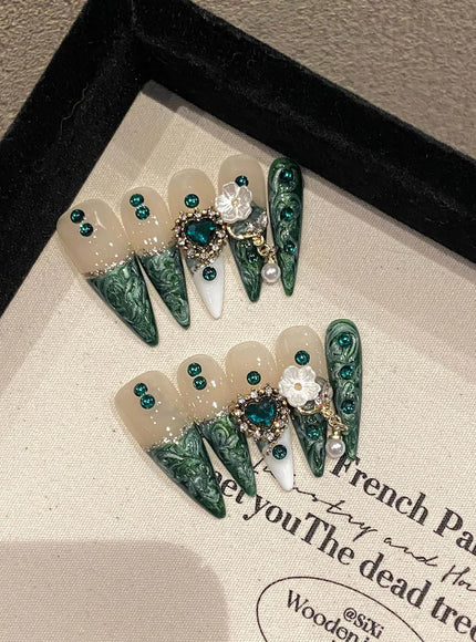 KissICON S 1 Handmade Press On Nails Full Glitter False Nails