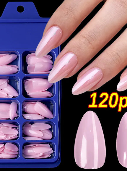 KissICON S-1 KissIcon Pink False Nails Medium Almond Full Gel