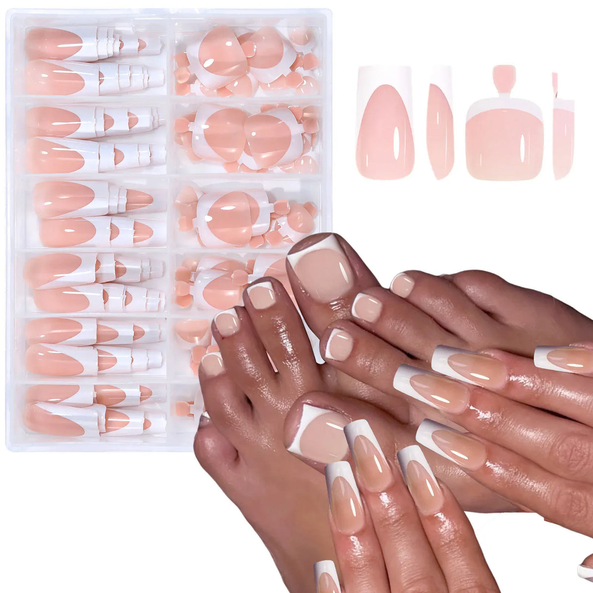 KissICON S 2 KissIcon Nude Pink Fake Nails Full Cover French