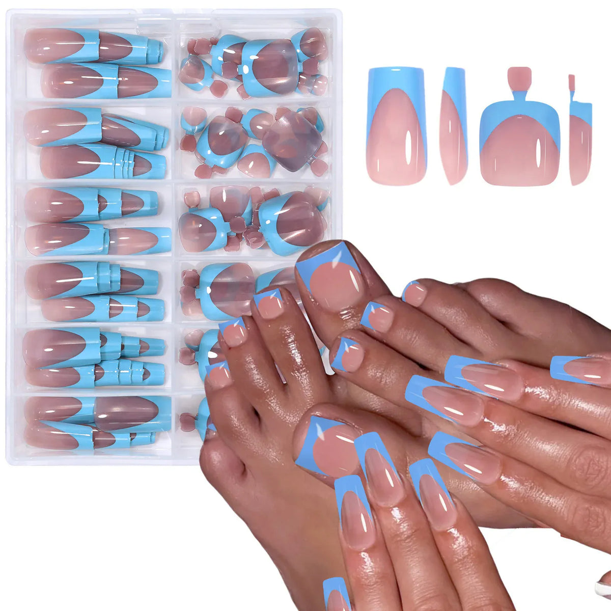 KissICON S 3 KissIcon Nude Pink Fake Nails Full Cover French