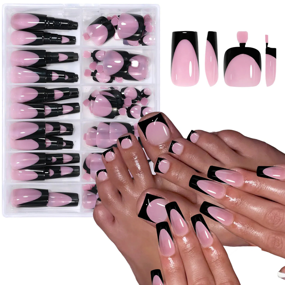 KissICON S 4 KissIcon Nude Pink Fake Nails Full Cover French
